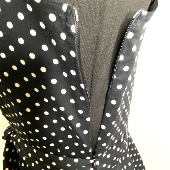 Wedtrend 1950s Style Retro Dress Womens Small Black White Polka Dot Tradwife - Picture 10 of 12